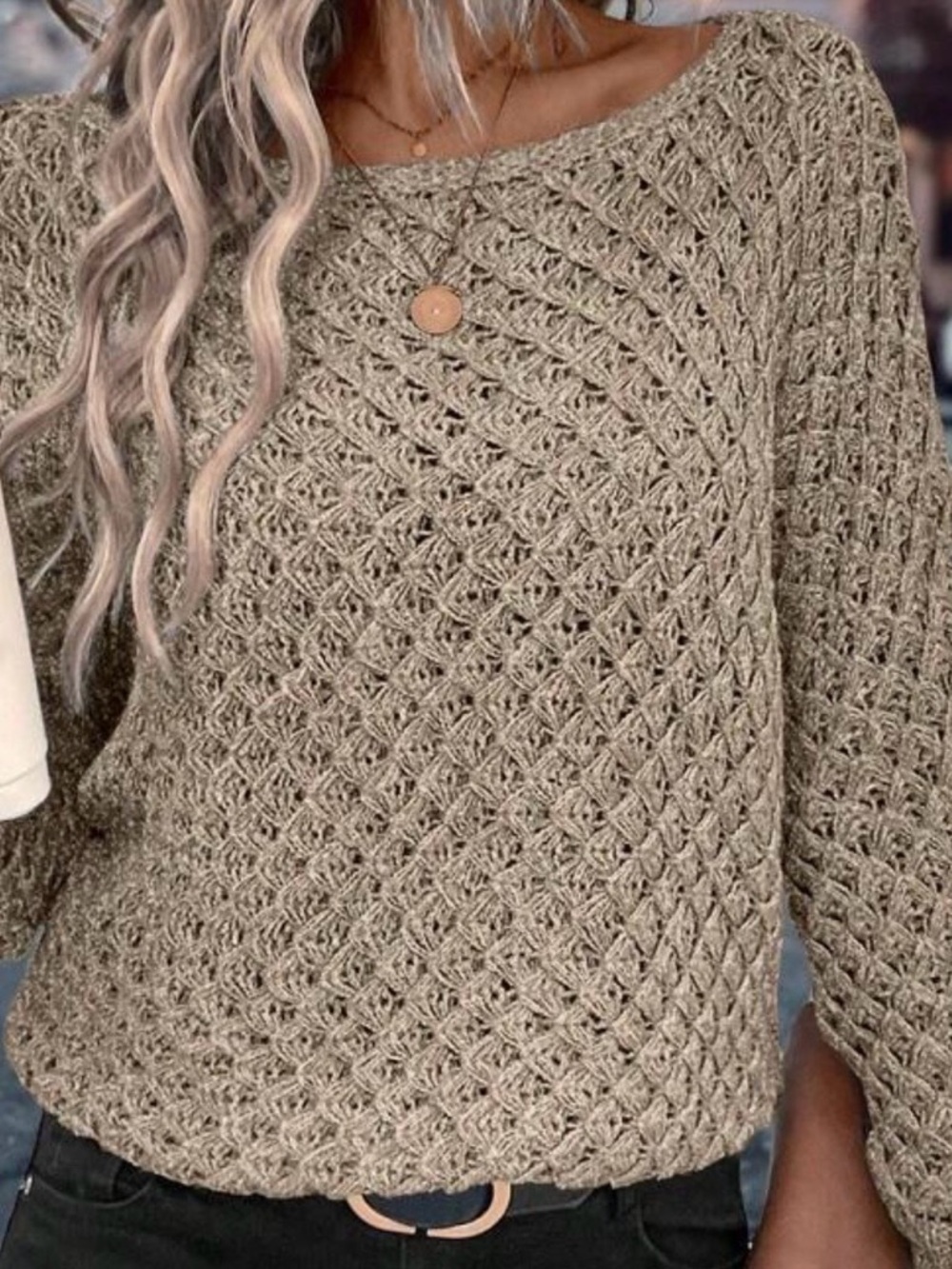 NWT Textured Knit Beige Sweater